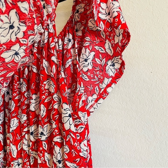 Cato woman's Floral vibrant red Maxi Dress plussize vacation summer with pockets - Picture 4 of 12